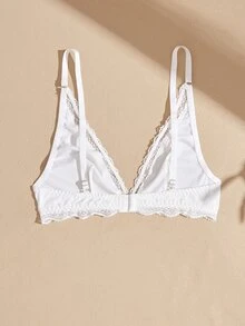 Lullawish Women's Lace Patchwork Casual Daily Spaghetti Strap Bra - White - View 8