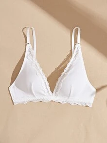 Lullawish Women's Lace Patchwork Casual Daily Spaghetti Strap Bra - White - View 7