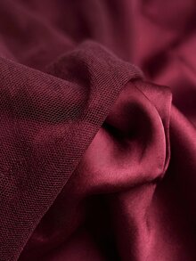 NU&NOW Plus Size Vintage Romantic Sexy Elastic Mesh Fitted Long Sleeve Top And Satin V-Neck Slit Cross Strap Dress 2 Pieces Set Fall - Burgundy - View 9