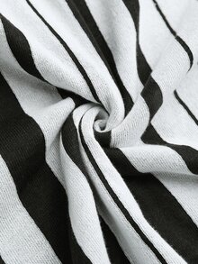Core Aspect Autumn Men's Colorblock Striped Sweater, Mature, Business, Fashion - Black and White - View 4