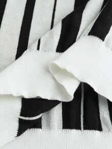 Core Aspect Autumn Men's Colorblock Striped Sweater, Mature, Business, Fashion - Black and White - View 5