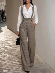 Balvessa Fall Clothes FOR WomenWomen's Fashion Commuter Plaid Jumpsuit - Multicolor - View 3
