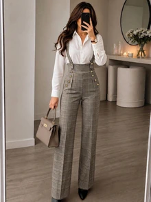 Balvessa Fall Clothes FOR WomenWomen's Fashion Commuter Plaid Jumpsuit - Multicolor - View 7
