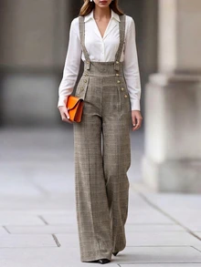 Balvessa Fall Clothes FOR WomenWomen's Fashion Commuter Plaid Jumpsuit - Multicolor - View 5