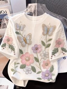 Tween Girls' Casual Cartoon Print Loose Fit Drop Shoulder Short Sleeve T-Shirt, Suitable For Summer - Multicolor - View 3