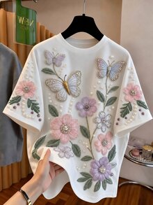 Tween Girls' Casual Cartoon Print Loose Fit Drop Shoulder Short Sleeve T-Shirt, Suitable For Summer - Multicolor - View 5