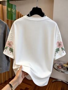 Tween Girls' Casual Cartoon Print Loose Fit Drop Shoulder Short Sleeve T-Shirt, Suitable For Summer - Multicolor - View 2