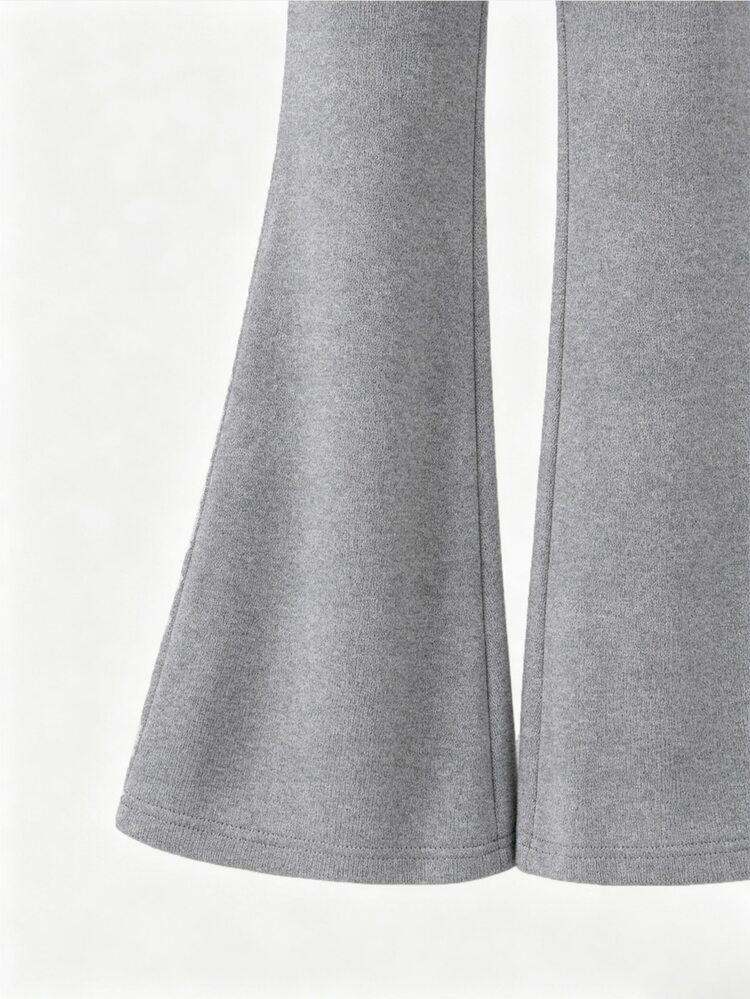 SHEIN Teen Girls Fall Clothes Grey Sporty Baggy Junior Casual Comfortable Fashion Long Pants Personalized Design Flared Leg Cut Indoor/Outdoor Party Beach - Grey - View 3