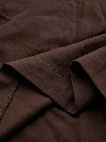 SWAVVY Men's Casual Fashion Street Daily Commute Minimalist Solid Color Pleated Loose Wide Leg Pants - Coffee Brown - View 5