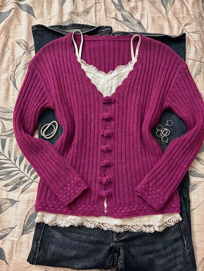 Selianne Elegant V-Neck Single-Breasted Long Sleeve Cardigan For Women