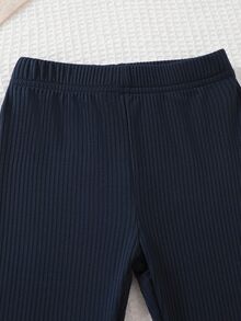女童可愛休閒學院風愛心印花長袖上衣與粉色長褲2件套 - 寶藍色 - 查看 8