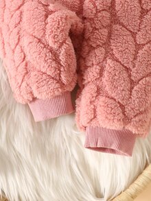 SHEIN 2pcs Newborn Baby Girl Sweatshirt Pants Sets Cute Sweet Pink 3D Bear Plush Ears Long Sleeve Thick Outdoor Winter Fall Style Autumn Halloween Christmas - Pink - View 6
