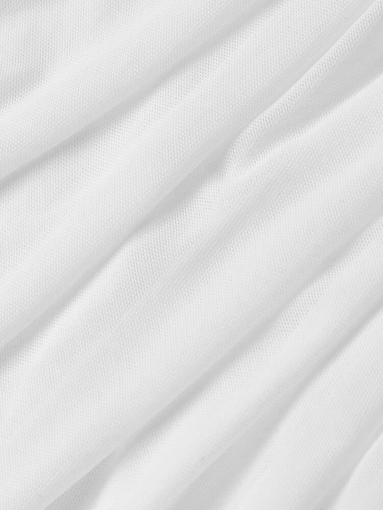 SHEIN MOD Women's Solid Color Asymmetric Ruffle Tie Waist White Midi Dress, Elegant & Fitted,Wedding Guest Dress Women - White - View 4