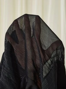 MaterniChic Kemeja Hamil Berkilau Hitam Elegan untuk Musim Gugur, Atasan Peplum yang Modis - Hitam - View 10