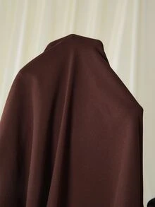 MaterniChic Maternity Elegant Commute Solid Color Stand Collar Blouse & Flare Pants 2pcs Set - Brown - View 10
