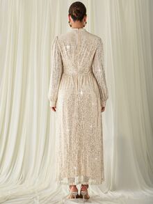 MaterniChic Maternity Sequin Split Design Casual Party & Travel Dress - Apricot - View 4