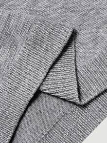 SHEIN MOD Women's Grey Asymmetrical Shoulder Asymmetric Neckline Waist-Cinching Slit Two Pieces Knit Shorts Set - Grey - View 13