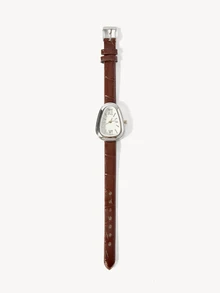 Opalesca 1pc Women's PU Leather Strap Watch, Round Dial With Numeric Display, Retro British Style, Niche Luxury Quartz Watch - Brown - View 7