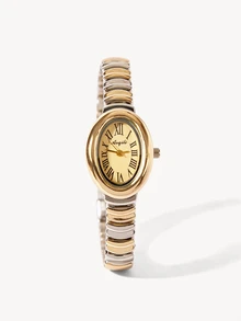 Opalesca 1pc Women's Fashionable Elegant Gold Oval Quartz Watch, Suitable For Daily Wear, Also A Great Gift For Birthday - Silver and Gold - View 5