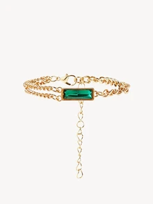 Opalesca 5قطع/مجموعة ساعات معصم نسائية كوارتز بقرص مربع وسوار من الصلب + سوار، تصميم كلاسيكي، غير مرفق بعلبة ساعة - الذهبي - مشاهدة 3