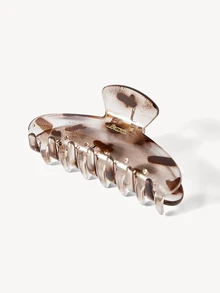 Opalesca 3pcs/1pc Women 9.2cm/3.62in White Brown Tortoise Shell Leopard Print Oval Lightweight Plastic Hair Clip Fashion - Multicolor - View 5