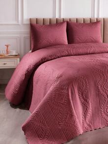 Made In Turkey Bedspread Set With Pillowcases Soft Touch Bed Cover - Burgundy - View 7