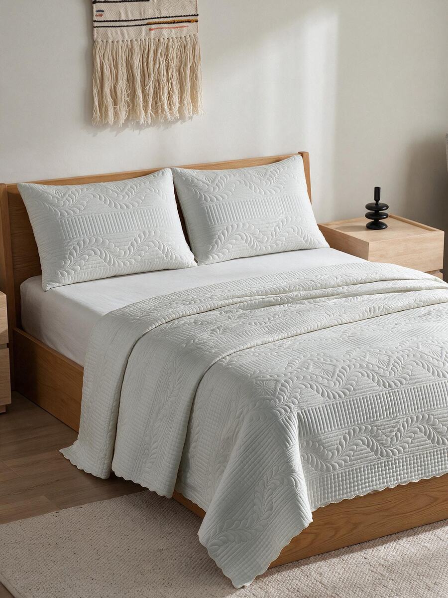 Made In Turkey Bedspread Set With Pillowcases Soft Touch Bed Cover - Dark Grey - View 1
