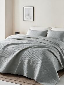 Made In Turkey Bedspread Set With Pillowcases Soft Touch Bed Cover - Dark Grey - View 9