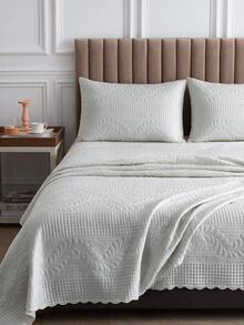 Made In Turkey Bedspread Set With Pillowcases Soft Touch Bed Cover - Dark Grey - View 2