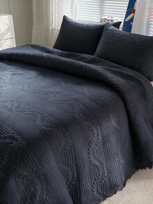 Made In Turkey Bedspread Set With Pillowcases Soft Touch Bed Cover - Black - View 10