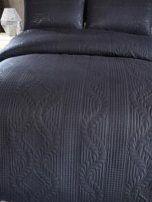 Made In Turkey Bedspread Set With Pillowcases Soft Touch Bed Cover - Black - View 5