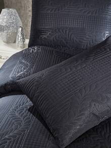 Made In Turkey Bedspread Set With Pillowcases Soft Touch Bed Cover - Black - View 3