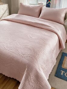 Made In Turkey Bedspread Set With Pillowcases Soft Touch Bed Cover - Pink - View 6