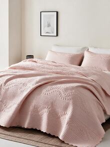 Made In Turkey Bedspread Set With Pillowcases Soft Touch Bed Cover - Pink - View 5