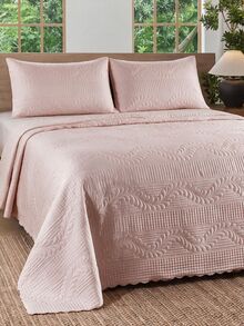 Made In Turkey Bedspread Set With Pillowcases Soft Touch Bed Cover - Pink - View 3