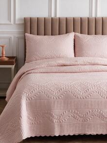 Made In Turkey Bedspread Set With Pillowcases Soft Touch Bed Cover - Pink - View 2