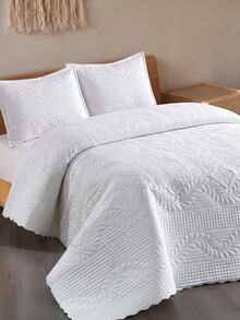 Made In Turkey Bedspread Set With Pillowcases Soft Touch Bed Cover - Light Grey - View 5