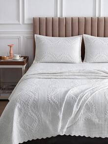 Made In Turkey Bedspread Set With Pillowcases Soft Touch Bed Cover - Light Grey - View 9