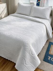 Made In Turkey Bedspread Set With Pillowcases Soft Touch Bed Cover - Light Grey - View 2