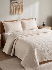 Made In Turkey Bedspread Set With Pillowcases Soft Touch Bed Cover - Beige - View 1
