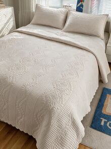 Made In Turkey Bedspread Set With Pillowcases Soft Touch Bed Cover - Beige - View 9