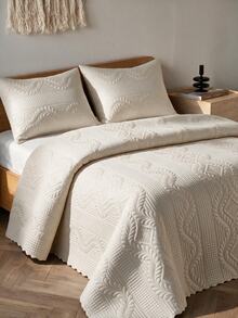 Made In Turkey Bedspread Set With Pillowcases Soft Touch Bed Cover - Beige - View 11