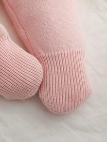 SHEIN 女嬰女童針織套裝，嬰兒幼兒套頭長袖針織毛衣配翻領，舒適秋/冬款 + 針織連腳褲，2件套，粉色，百搭日常穿著，溫柔優雅時尚，適合外出與旅行 - 粉色 - 查看 12