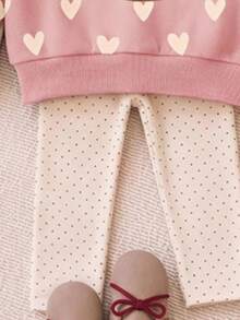 女嬰卡通熊刺繡長袖運動衫與內搭褲休閒套裝 - 彩色 - 查看 4