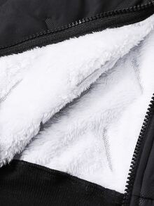 SHEIN 兒童青少年男孩休閒連帽保暖內裡加厚黑色外套，適合秋冬，絎縫外套，冬季外套，派克大衣，填充外套，學校、旅行、外出、生日派對 - 彩色 - 查看 5