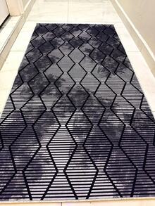 Digitally Printed Non-Slip Washable Runner And Area Rug, Modern Design | Modern, Scandinavian, Bohemian And Classic Styles | 100% Polyester - Black - View 3
