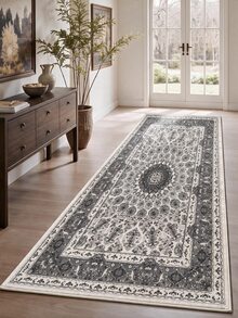Digitally Printed Non-Slip Washable Runner And Area Rug, Modern Design | Modern, Scandinavian, Bohemian And Classic Styles | 100% Polyester - Light Grey - View 6