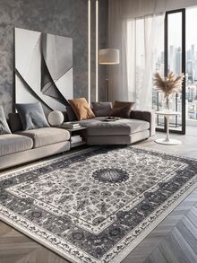 Digitally Printed Non-Slip Washable Runner And Area Rug, Modern Design | Modern, Scandinavian, Bohemian And Classic Styles | 100% Polyester - Light Grey - View 5