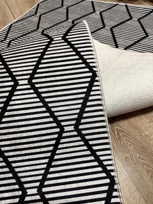 Digitally Printed Non-Slip Washable Runner And Area Rug, Modern Design | Modern, Scandinavian, Bohemian And Classic Styles | 100% Polyester - White - View 2
