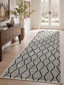 Digitally Printed Non-Slip Washable Runner And Area Rug, Modern Design | Modern, Scandinavian, Bohemian And Classic Styles | 100% Polyester - White - View 6